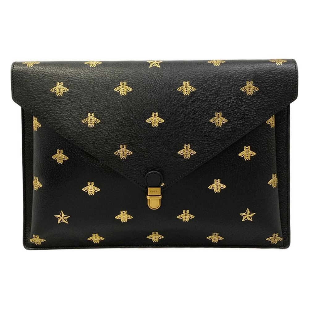Gucci Bee Star Clutch Bag 500976 Black Gold